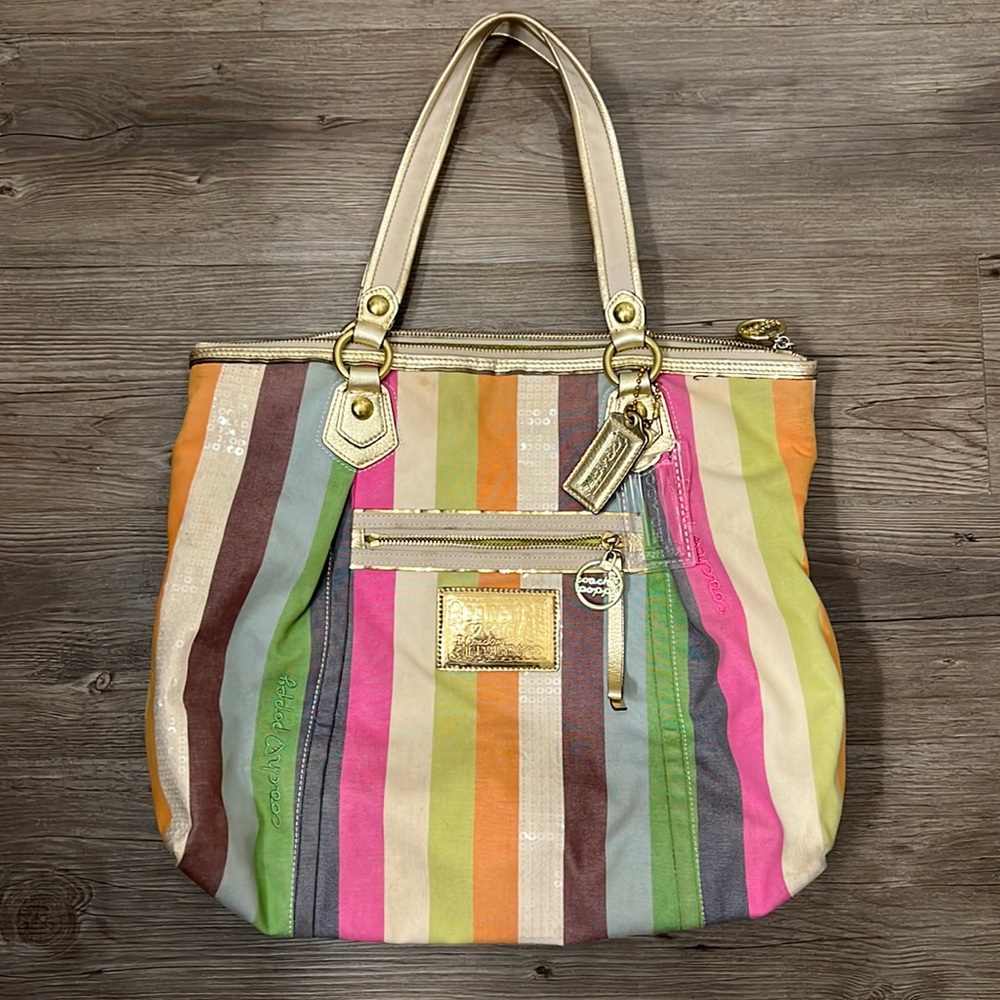 Vintage Coach Poppy Heritage Legacy Stripe Tote/Satchel Bag - Picture 1 of 16